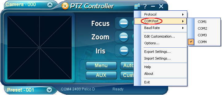 PTZ Controller - COM Port