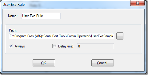 User Exe Rule Dialog