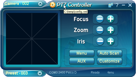 Launch PTZ Controller with a specified configuration file