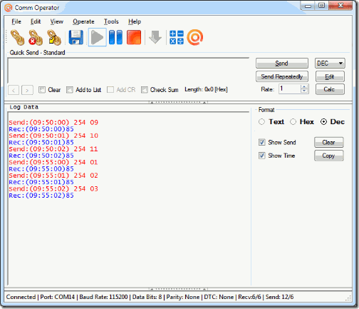 Comm Operator - Auto Send Data at Given Time