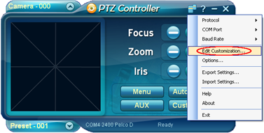 PTZ Controller Edit Customization