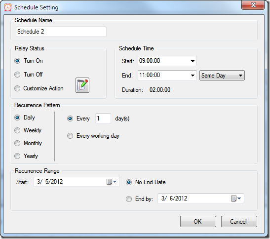 Relay Timer R1X - Schedule Setting