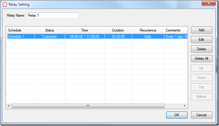 Relay Timer R1X - Relay Setting