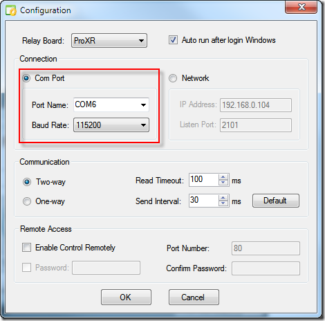 Relay Timer R1X - Com Port Connection