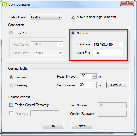 Relay Timer R1X - Network Connection