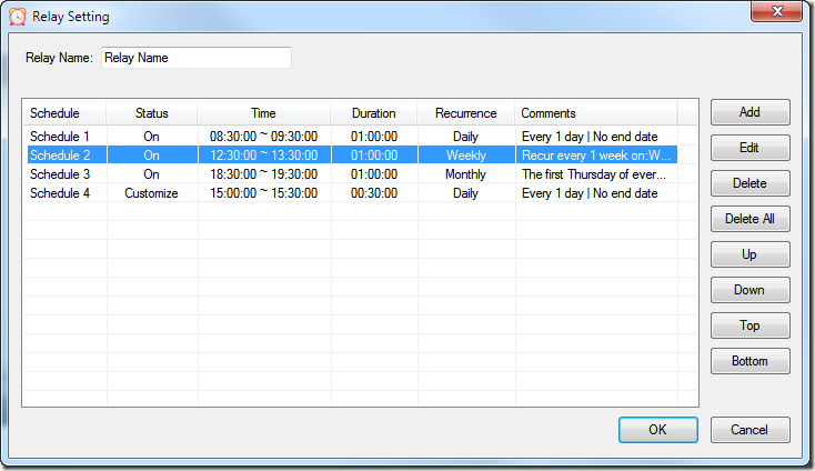 Relay Timer R1X - Relay Setting