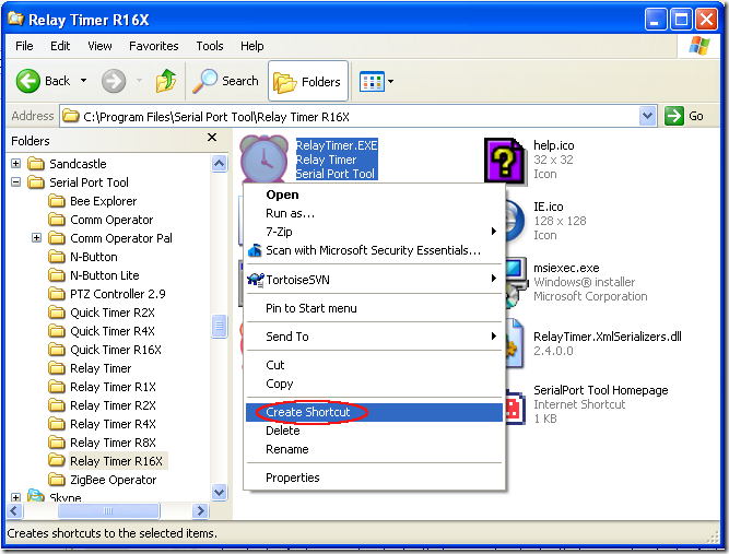 Relay Timer R16X - Create Shortcut