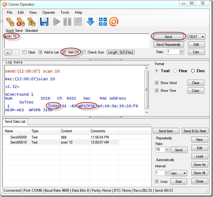 Configure WiFly GSX/EZX Module with Comm Operator