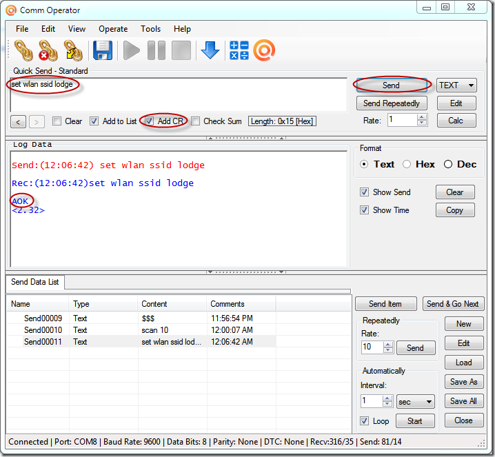 Configure WiFly GSX/EZX Module with Comm Operator