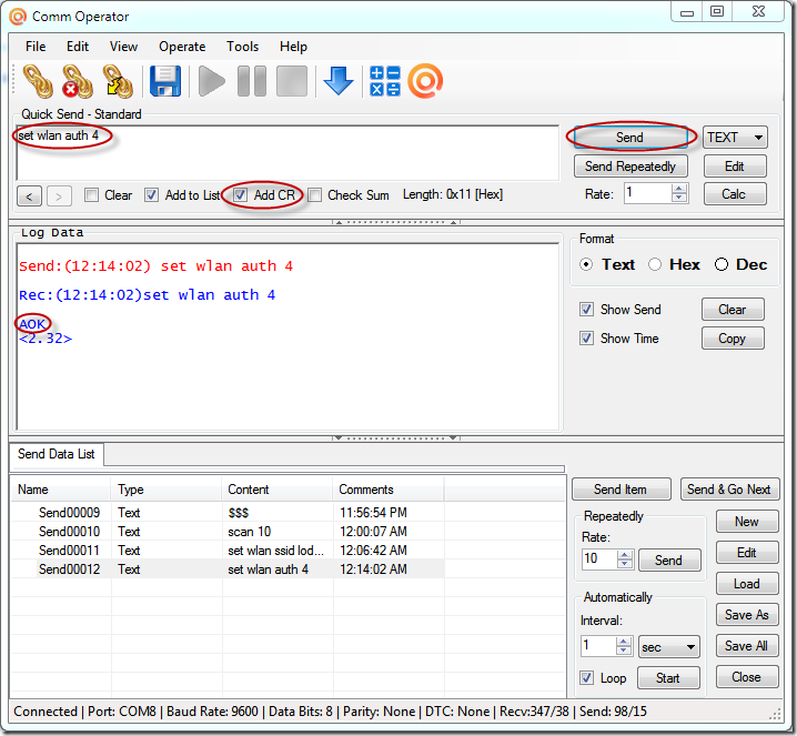 Configure WiFly GSX/EZX Module with Comm Operator