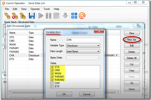 Comm Operator - Create Structured Data checksum