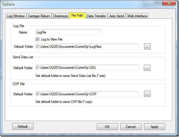 Comm Operator - File Path