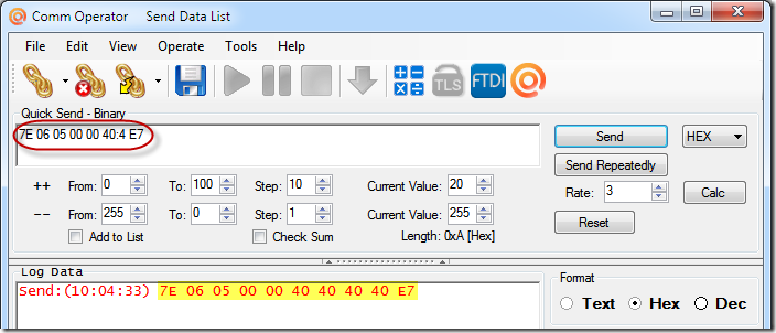 Send packet to DMX device