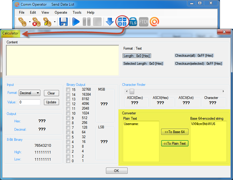 Comm Operator - Converter for Base 64 to Plain Text