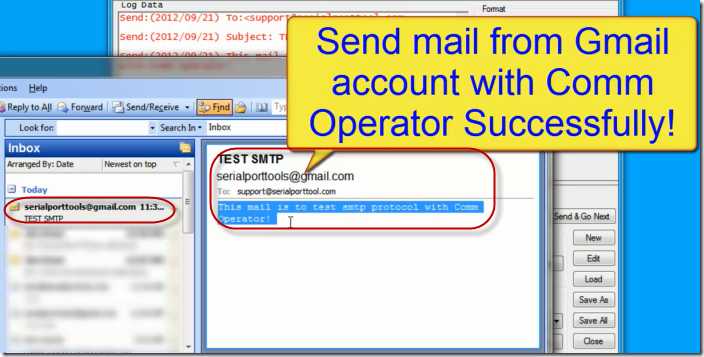 Comm Operator - Send SMTP Gmail Sccessfully