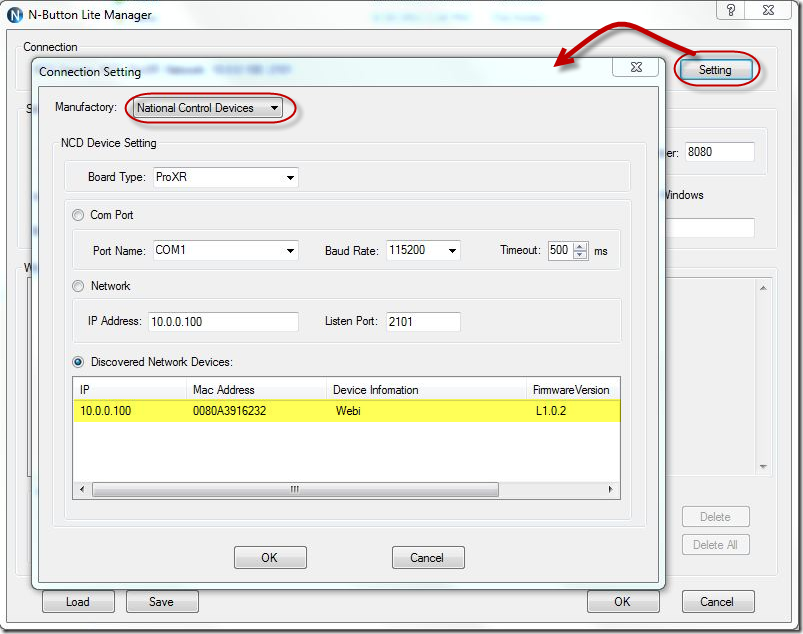 web-i connection setting