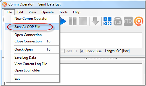 Comm Operator - Save As COP File