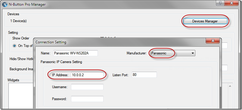 N-Button Connection Setting