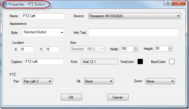 N-Button PTZ Button Properties