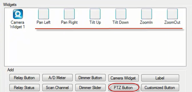 Add PTZ Button Widgets