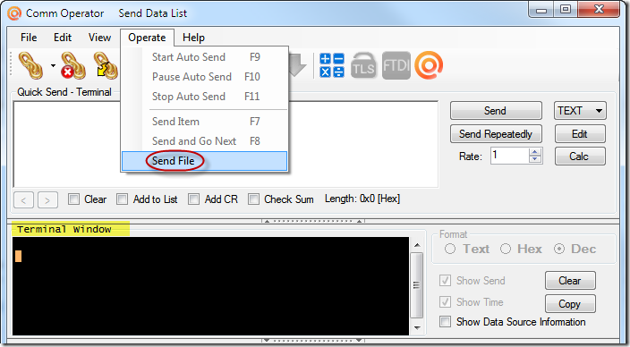 Send File through Terminal Window