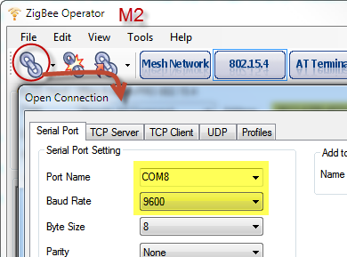 On both of ZigBee Operator (M1 and M2), click “AT Terminal” button to show Terminal Window. Type the AT Commands to make sure it's in API mode.