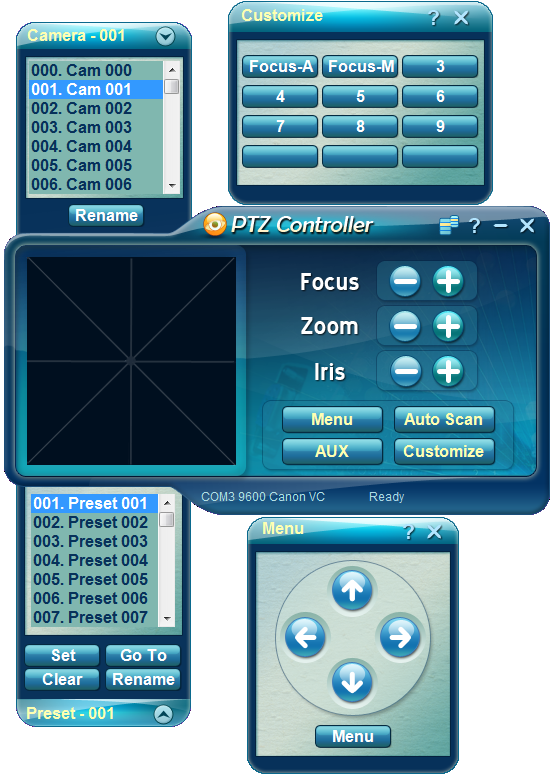 PTZ Controller Software - Panels