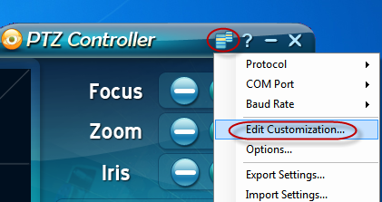 PTZ Controller - Edit Customization