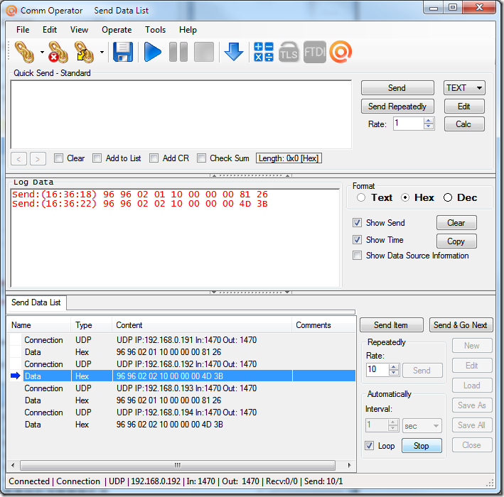 Comm Operator - Send data to different Ports