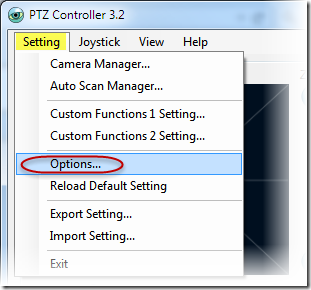 PTZ Controller Setting - Options