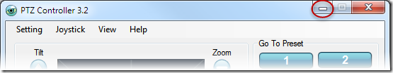 PTZ Controller Minimize Button