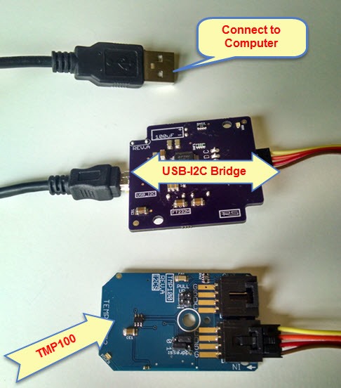 Connect I2C device TMP100 with Computer