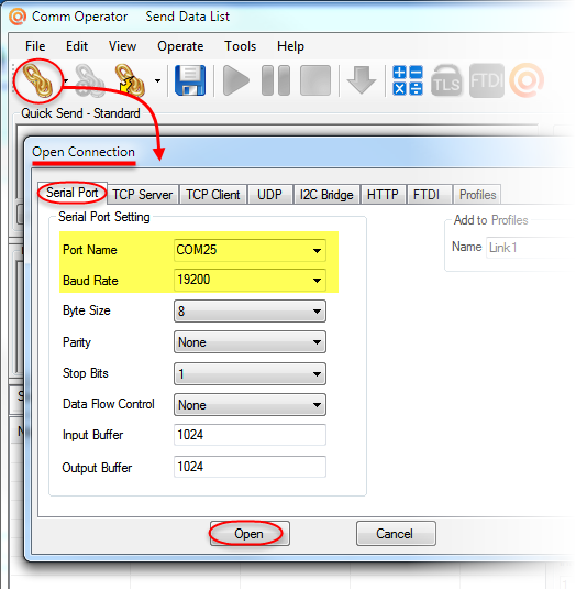 Comm Operator - Open Serial Port