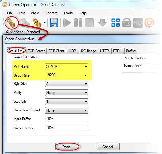 Comm Operator - Open Serial Port