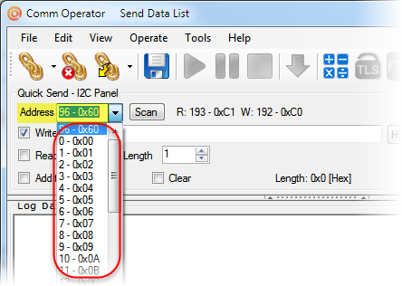 Comm Operator - I2C Device Address