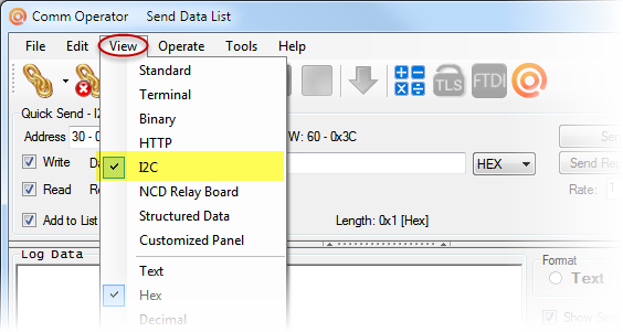 Comm Operator - I2C Panel