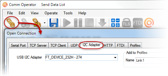 Comm Operator - Open Connection - I2C Device