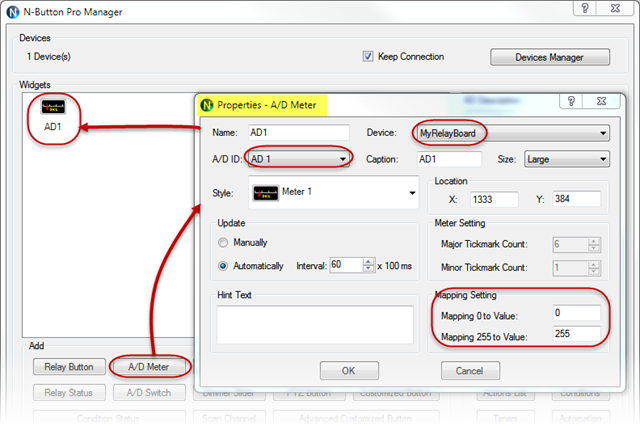 N-Button  A/D Meter Properties