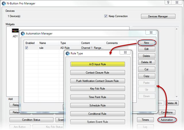 N-Button Automation A/D Input Rule