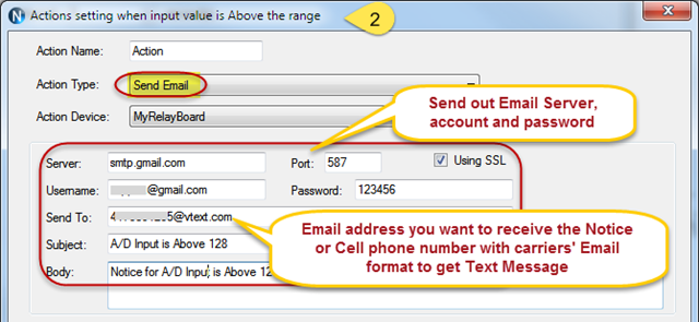 N-Button Automation A/D Input Setting Send Email