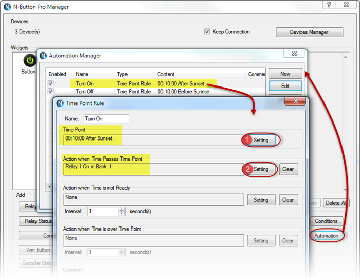 N-Button Automation Control Time Point Rule