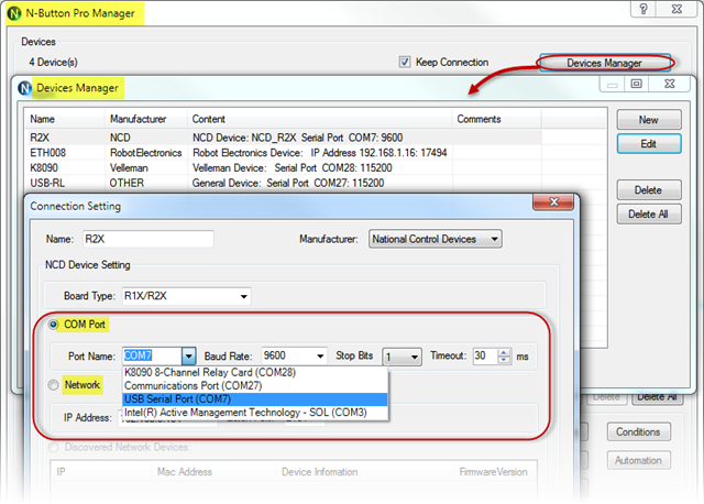 N-Button add devices to Devices Manager