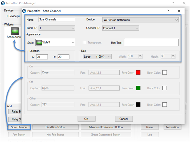 Set Scan Channel for Wi-Fi Push Notification Board