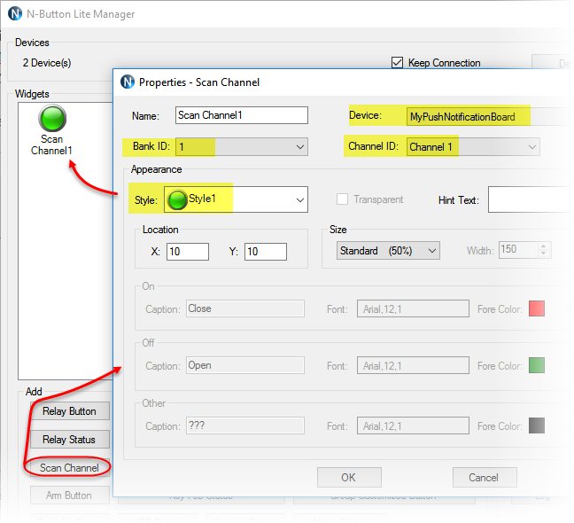 N-Button Add Scan Channel Widget