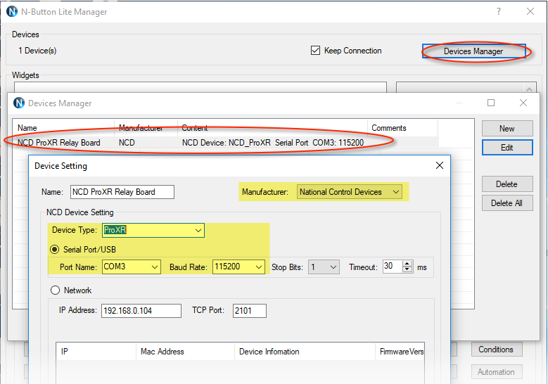 N-Button Device Manager - Add Relay Board