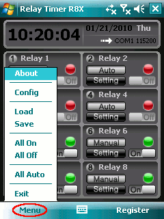 Relay Timer R8X - Menu