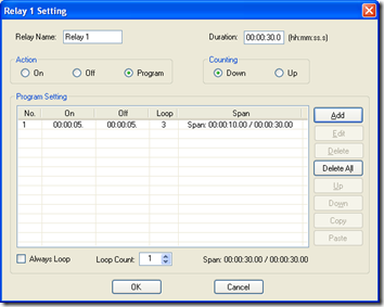 Quick Timer R4X - Relay 1 Setting