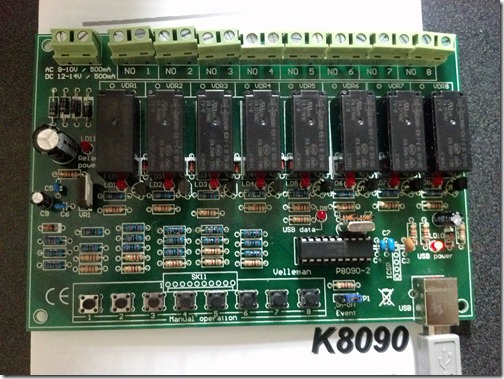 Velleman K8090 8-channel USB relay card