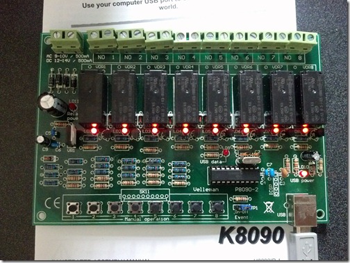 Control Velleman K8090 8-channel USB relay card with the created button