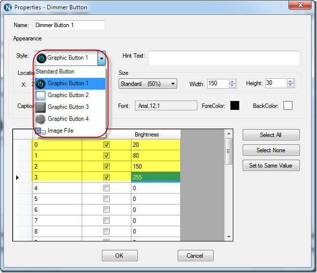 Create Dimmer Button Controller